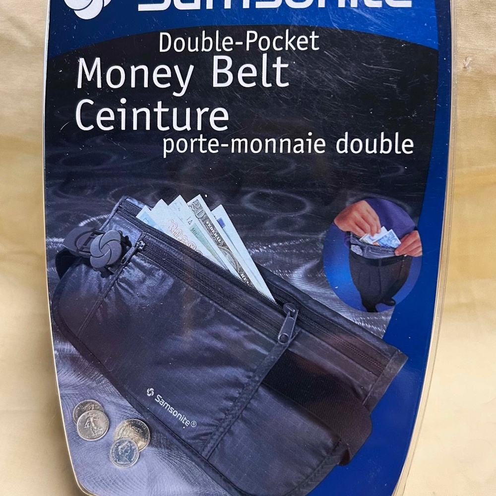 MONEY BELT SAMSONITE, DOUBLE POCKET, ULTRALIGHT RIP-STOP NYLON, PADDED BACK,